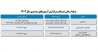 تقویم کنکورهای 1402